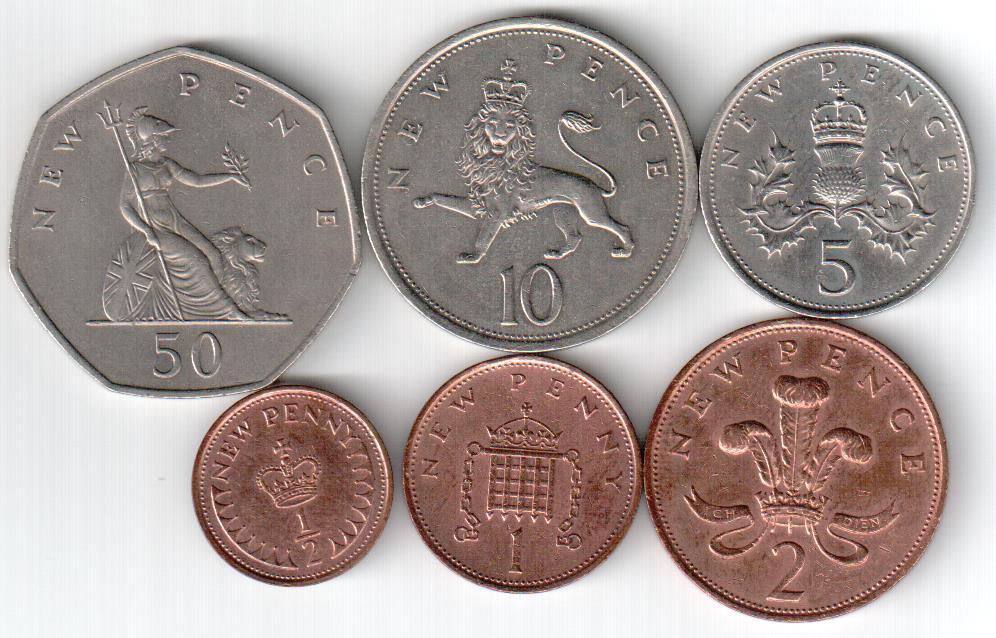Великобритания, набор из 6 монет, NEW PENCE