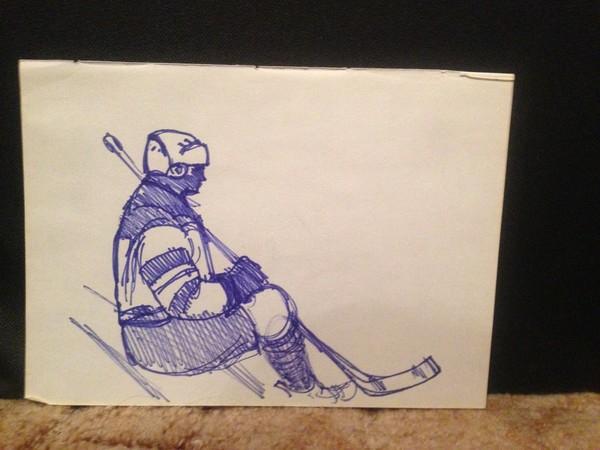 Титов Я.В. (1906-2000) "Профиль сидящего хоккеиста"