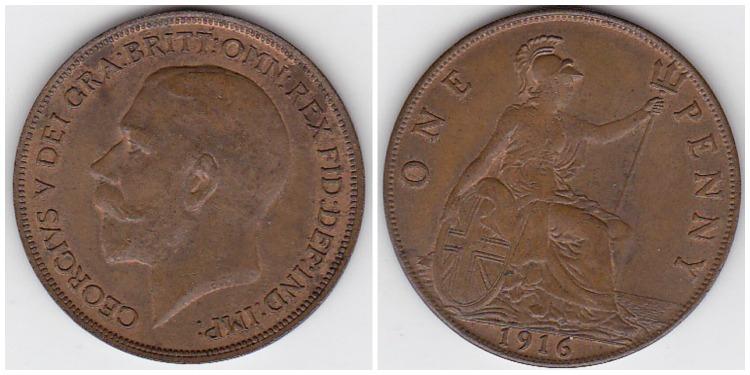 Георг V, пенни 1916г.