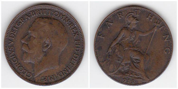 Георг V, фартинг 1915г.