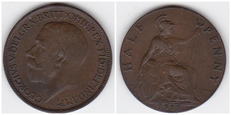 Георг V, 1/2 пенни 1915г.