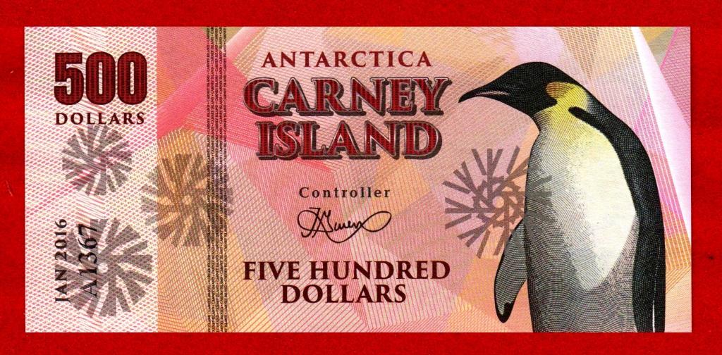 Остров Карни (Антарктида), 500 долларов, 2016, UNC, с ВЗ