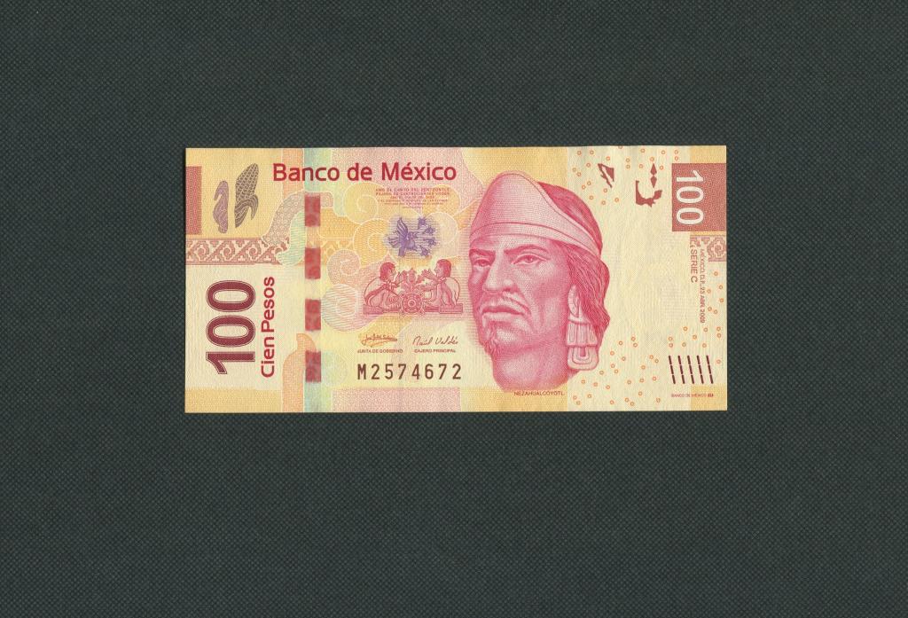 100 песос. песо. 2009 год. Мексика. # 1159.