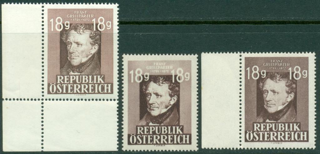 Osterreich Австрия 1947 писатели персоналии Fr. Grillparzer ** все 3 разновидности