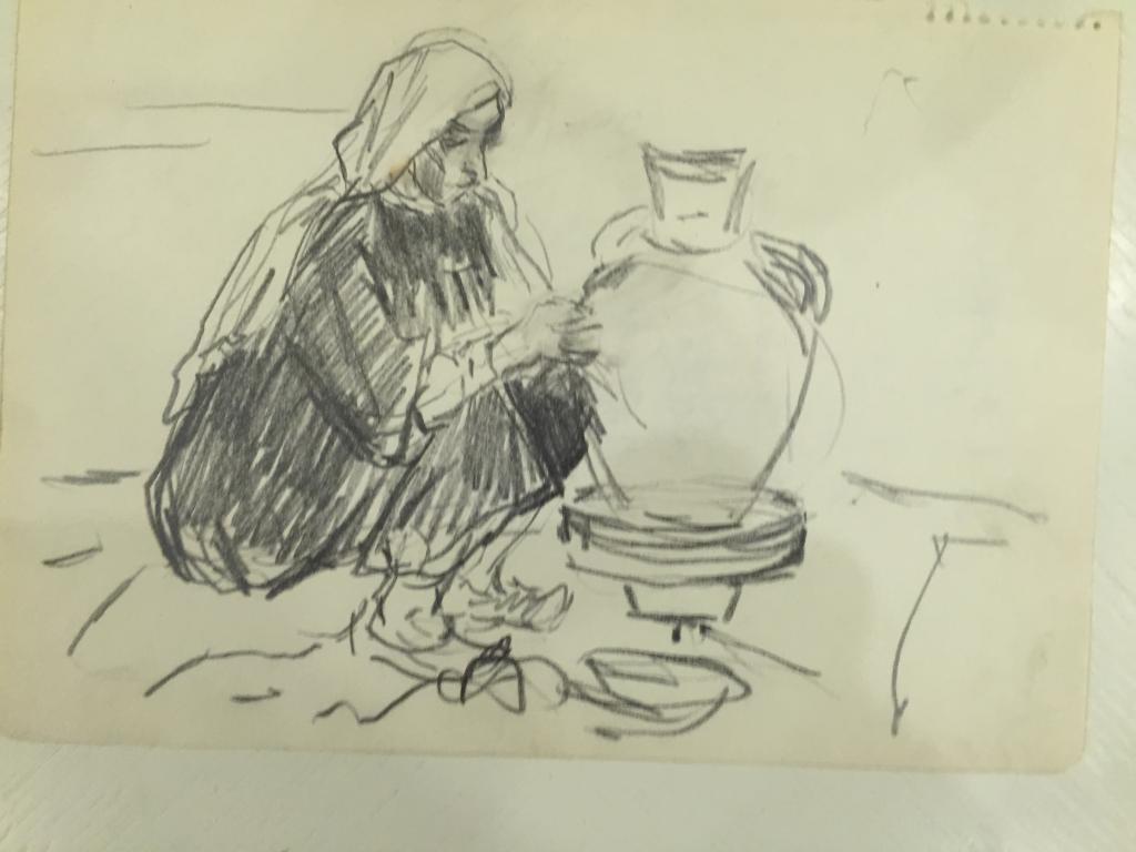 Сорокин И.В. (1922-2004)  Дагестанка, лепящая большой кувшин