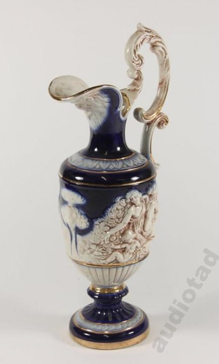 Ваза кувшин ~1910-30 керамика орнамент рельеф позолота 40 см