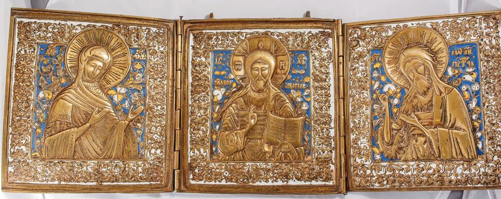 Литой складень ДЕИСУС   3 эмали  490---185 мм