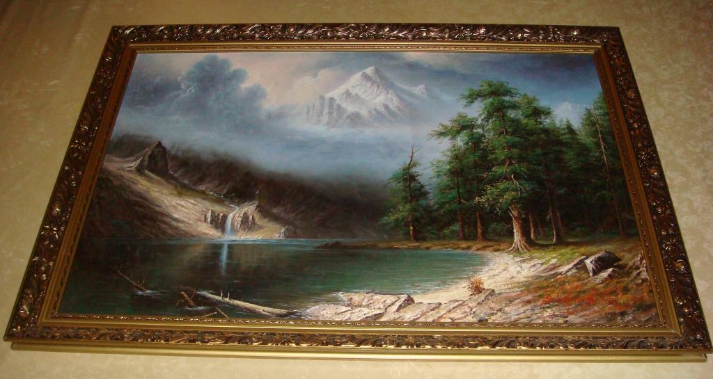 Картина ГОРНОЕ Озеро Т. ИСМАГИЛОВ 2004 год  Размеры 73х103 см.