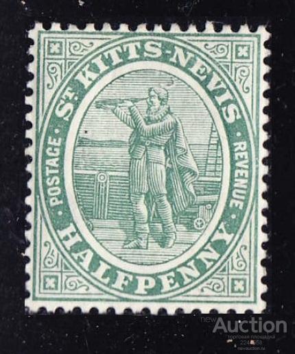 британская Америка колония St.KITTS-NEVIS 1/2p*