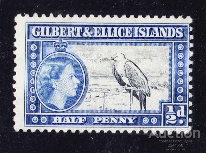 бpитaнcкaя Oкеания QEII колония Gilbert and Ellise 1956 1/2d*
