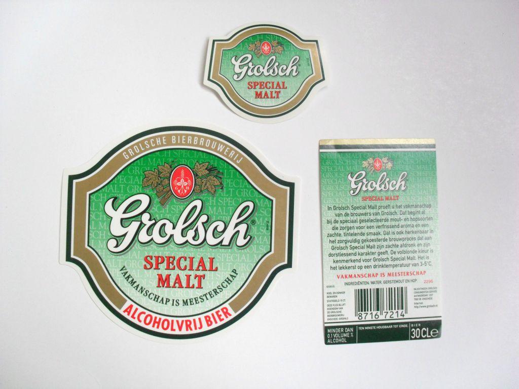 Этикетки от пива Grolsch Special Malt 
