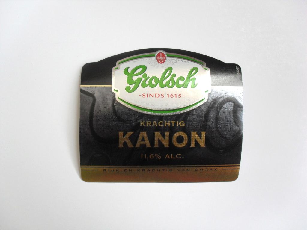 Этикетка от пива Grolsch Kanon 