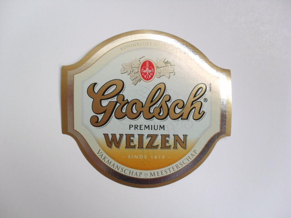 Этикетка от пива Grolsch Weizen 
