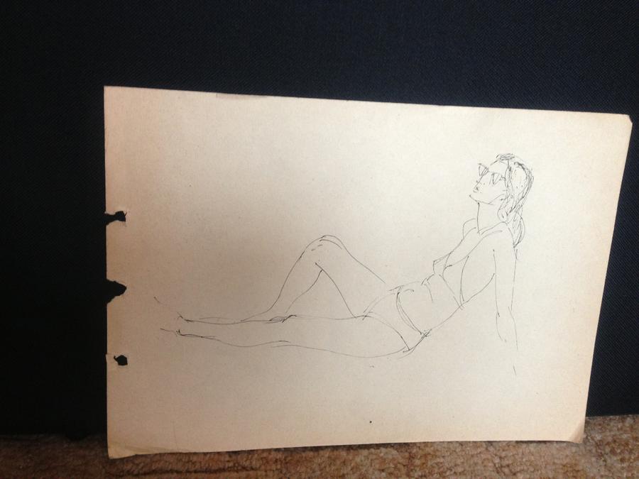 Титов Я.В. (1906-2000)  Загорающая молодая девушка в очках