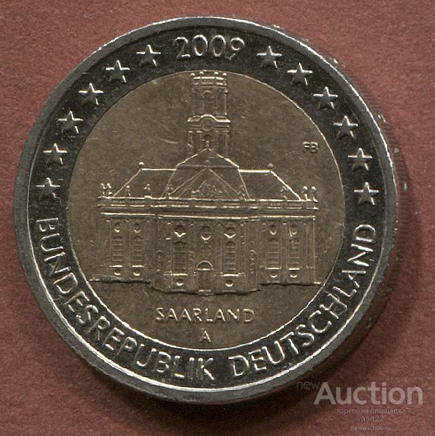 ФРГ 2 евро 2009 год Саарланд