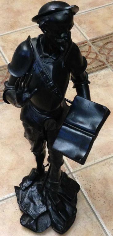 СКУЛЬПТУРА  ДОН -КИХОТ !  КАСЛИ  БОЛЬШАЯ СКУЛЬПТУРА  19 ВЕК ! ОРИГИНАЛ ! ВЫСОТА 74 СМ