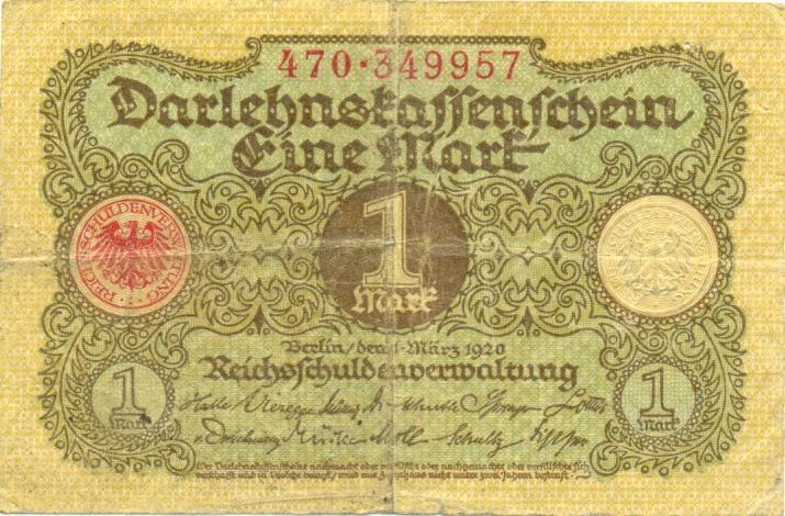 Германия 1 марка 1920 г 