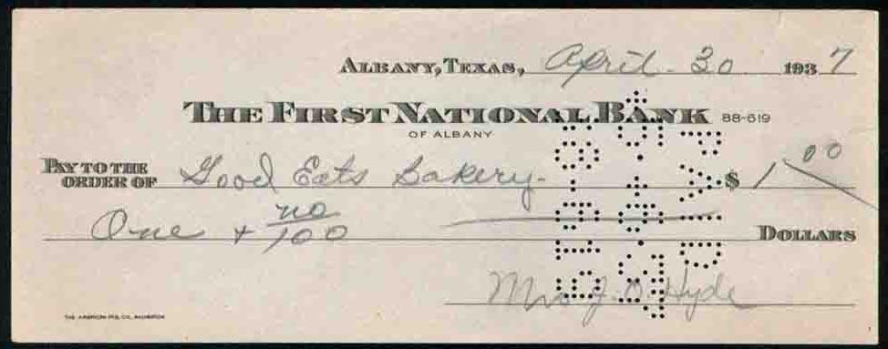 122 чек США The First National Bank 1937 