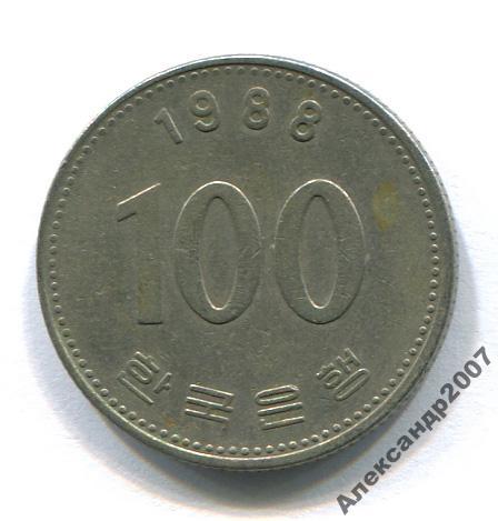Корея 100 вон 1988 