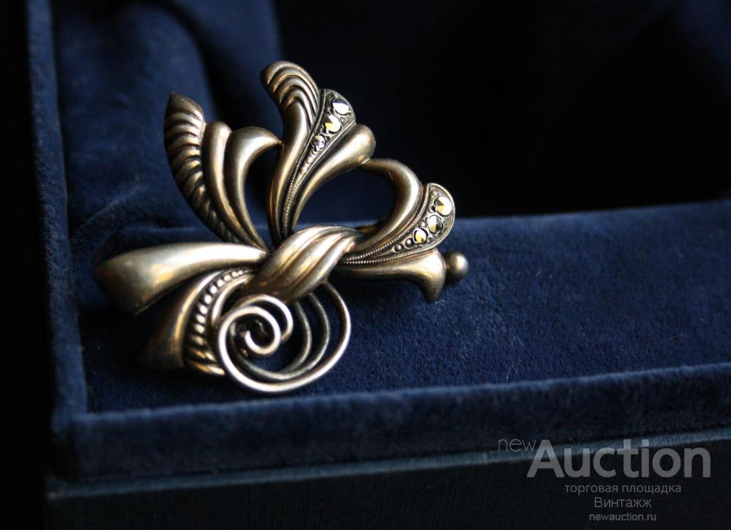 Брошь завитки серебро(?) интересная булавка РАСПРОДАЖА