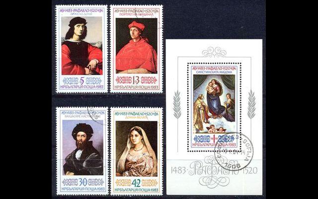 Болгария 1983 Mi 3231-34 Bl138 500 лет Рафаэля CTO 042/409