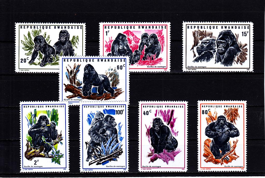 RWANDAISE  РУАНДА   Фауна  Обезьяны  Приматы  Серия  1970   Сост**