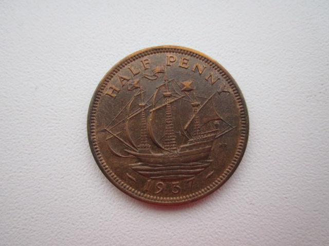 1/2 пенни 1937 год,Англия