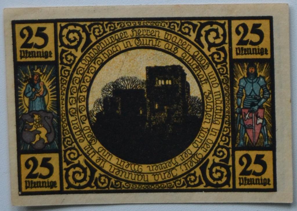 Нотгельд Германия Lobeda 1921 г  25 пфенингов