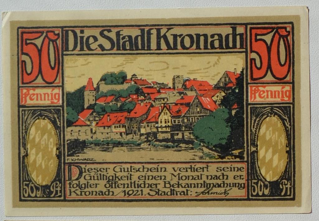 Нотгельд Германия Kronach 1921 г 50 пфенингов-3