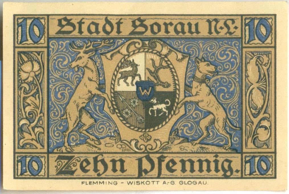 Нотгельд Германия Sorau 1921 г 10 пфенингов