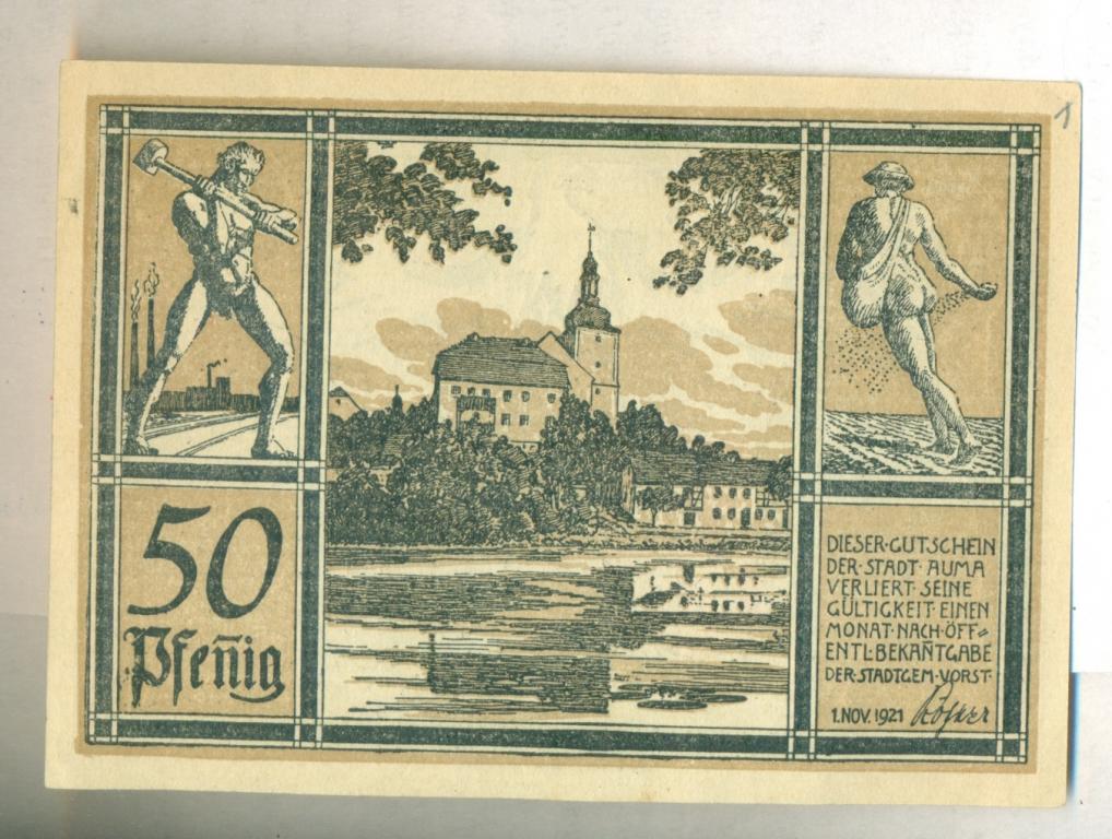 Нотгельд Германия Huma 1921 г 50 пфенингов