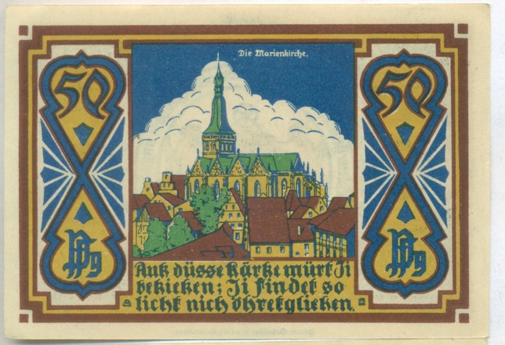 Нотгельд Германия Osnabruck 1921 г 50 пфенингов-3
