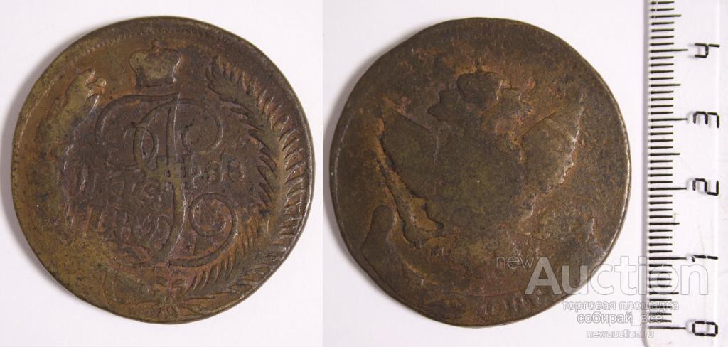 Монета Екатерины II 5 копеек 1788 г ММ перечекан