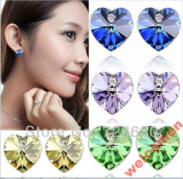 СЕРЬГИ В ФОРМЕ СЕРДЕЧКА 8 ЦВЕТОВ 