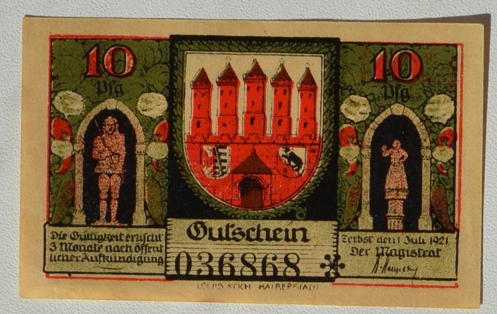 Нотгельд Германия   Anhalt 1921 г 10 пфенингов-