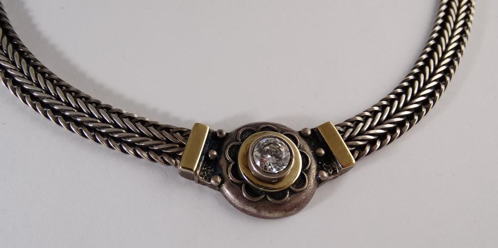 Колье с камушком, серебро 925, 42,5 см., 40,5 гр.