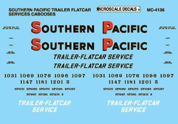 9мм (N) Microscale Декаль для кабузов Southern Pacific 1954-1965 Trailer Train Service