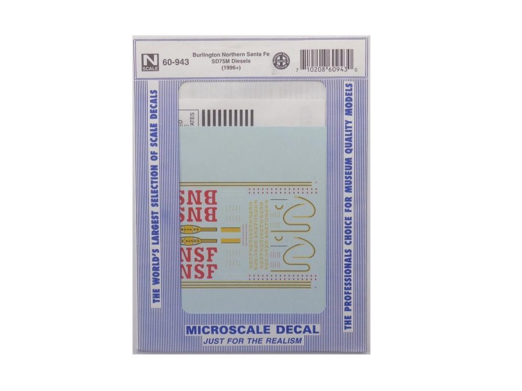 9мм (N) Microscale Декаль для тепловозов SD75M BNSF 1996+