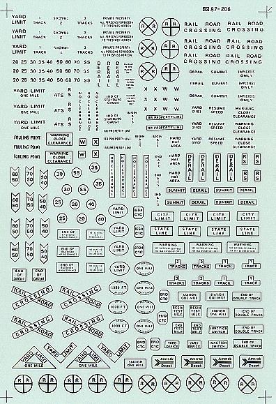 9мм (N) Microscale Декаль Знаки железнодорожные и автомобильные