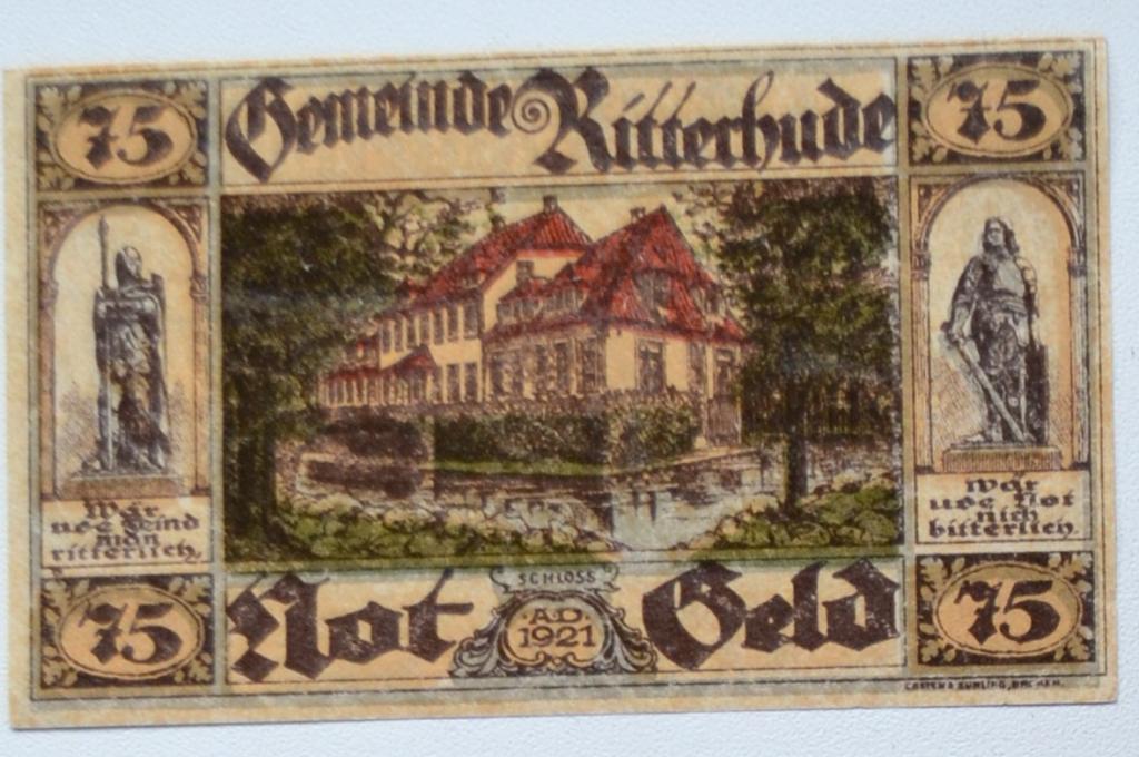 Нотгельд Германия  Ritterhude 1921 г 75 пфенингов