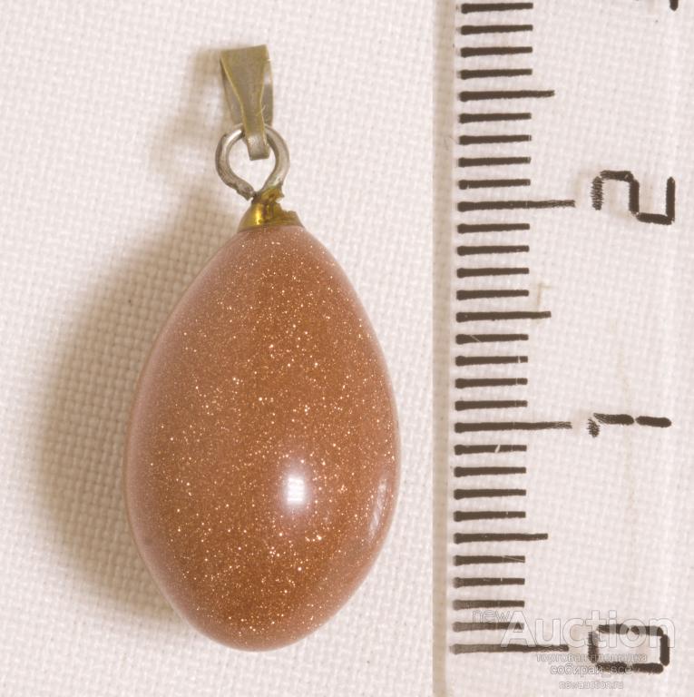 Подвеска-кулон  из камня , кирпичного цвета, размер 2х 1,2 см