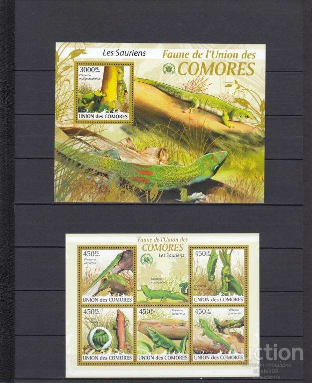 COMORES  КОМОРЫ  Фауна  Ящерицы   Лист + Блок 2009  Сост**