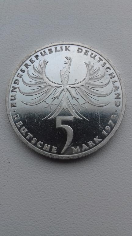 5 марок 1978 F,Германия,225-я годовщина смерти Бальтазара Нейманна,PROOF