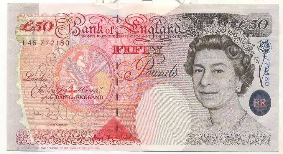 50 фунтов 1994 год UNC Великобритания.бона
