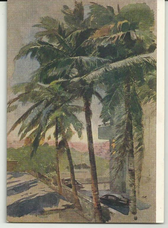 ЖИВОПИСЬ.ИНДИЯ!!! .БОМБЕЙ.ВЕЧЕР НА КАФ-ПАРЕЙДЕ.АВТОМОБИЛИ.  КЛИМАШИН