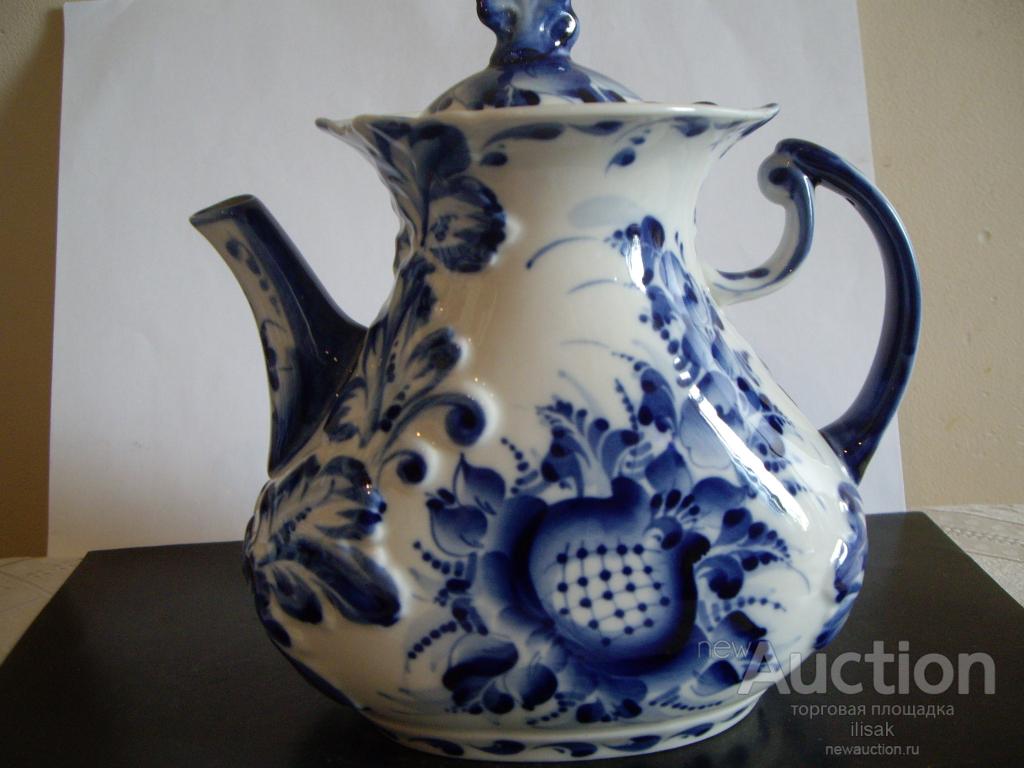 Чайник / кофейник 0,7л,новый,авторская роспись,Гжель