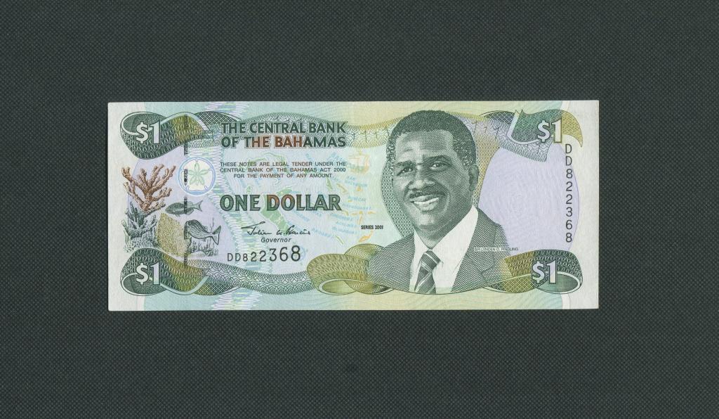 1  доллар. 2001 год. Багамы. UNC. #1534.