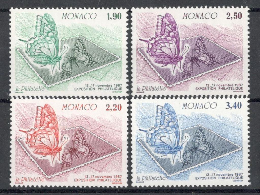 Монако, 1987, № 1814-1817, € 5, MNH, полн.,Международная выставка почтовых марок