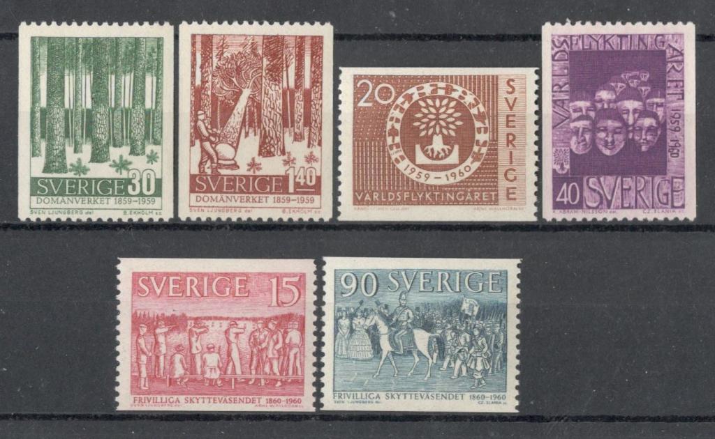 Швеция, 1959,1960, № 451,452,457-460, € 7,3, MNH, полн.