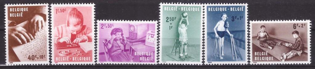 Бельгия, 1962, № 1285-1290, € 4, MNH, полн.,дети с ограниченными физическими возможностями